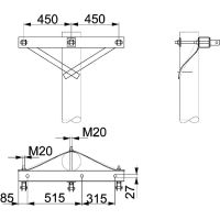 Horizontāla traversa izol.vadu līnijai gala balstam  20 kV, A=450, 1-pole