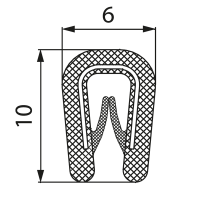 Apmales aizsargājoša lente 1-2mm platai malai (10mm dziļums , 6mm biezums) 10m rullī